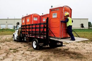 Unloading a portable at a construction sight