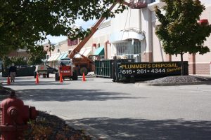 Dumpster at commercial construction site from Plummer's Disposal Services